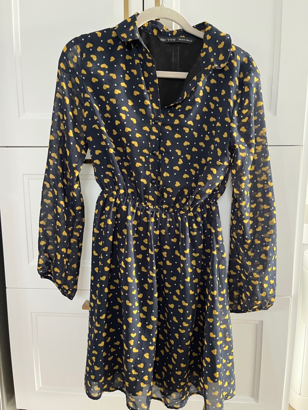 Zara Navy Dress with Yellow Heart Print